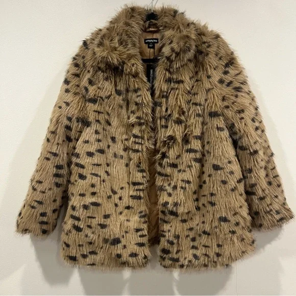 PLT Cheetah Faux Fur Midi Coat Size M NWT - Picture 2 of 6
